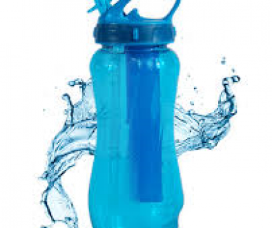 Water Bottle Blue with water splash
